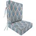 Jordan Manufacturing 45 x 22 Andorra Tiger Lily Navy Damask Rectangular Outdoor Deep Seating Chair Seat and Back Cushion with Ties and Welt