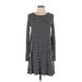 Old Navy Casual Dress - A-Line Crew Neck Long sleeves: Black Stripes Dresses - Women's Size Small