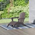 Polytrends Altura Classic Outdoor Eco-Friendly All Weather Adirondack Chair with Ottoman (2-Piece Set) Dark Brown