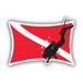 Scuba Flag with Diver Sticker Decal - Self Adhesive Vinyl - Weatherproof - Made in USA - diver down flag dive diving