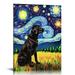 ONETECH Starry Night Styled Black Labrador Dog Animals Lover Family Peace Love Art Print Poster Wall Decor AP057