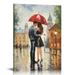 COMIO Romantic Couple Wall Art - Love Date Night Art for Home Couple Kissing Under Red Umbrella Bedroom D Poster Cool Artworks Painting Wall Art Canvas Prints Hanging Picture Home Decor Posters