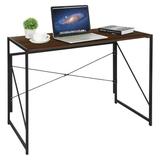 ByEUcuk Folding Computer Desk Writing Study Desks for Home Office Corner Laptop Gaming Folding Table with Metal Frame 39 Inches Brown