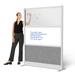 S Stand up Desk Store Modular Wall 53 x 70 Wide Gray Frame Frosted Window Whiteboard Cool Gray PET