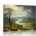 COMIO Lake Wall Art Canvas Framed Prints Vintage Oxbow Lake Famous Painting Wall Art Romanticism Poster Pictures for Living Room Wall Decor