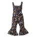 FOCUSNORM Toddler Baby Girls Halloween Outfits Pumpkin Jumpsuit Sleeveless Strap Romper Bell Bottoms Flare Pants Clothes