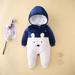 Daqian Baby Girl Clothes Clearance Toddler Baby Boys Girls Color Plush Cute Winter Thick Keep Warm Jumpsuit Romper Toddler Girl Clothes Clearance Navy 9-12 Months