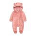 ASFGIMUJ Girls Winter Jacket Hooded Coat Romper Jumpsuit Outerwear Boy Girl Baby Footed Jacket Coat&Jacket Winter Coats For Girls Pink 9 Months-12 Months