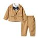 QIANGONG Boys Outfit Sets Solid Boys Outfit Sets Turndown Neckline Long Sleeve Boys Outfit Sets Brown 3-4 Years