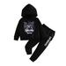 Toddler Fall Outfits For Girls Boys Long Sleeve Cartoon Letter Print Hoodie Tops And Pants 2Pcs Clothes For Children Kids Clothes Baby Winter Clothing Set Black 4 Years-5 Years 5Y(4 Years-5 Years)