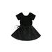 Canrulo Toddler Baby Girls Ballet Leotards Short Sleeve Round Neck Romper with Removable Tie-up Skirt 2Pcs Dance Outfits Black 3-4 Years