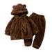 Toddler 2 Piece Outfit Girls Cute Fuzzy Flannel Coat Homewear Set Winter Fleece Pajama Set Cartoon Warm Winter Sleepwear