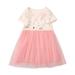 JPLZi Girl s Bunny Lace Dress Summer Dresses Short Sleeve Tiered Swing Midi Casual Sundress For 2 To 7 Years