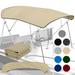 KNOX Universal 4 Bow Bimini Top Replacement Canvas Bimini Top Canvas Only with Zip-On Storage Boot 900D Marine Grade Waterproof Fadeproof Sun Shade Boat Canopy No Frame 85-90 W Sand