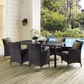 Modway Sojourn 7 Piece Outdoor Dining Set Glass in Gray | 29.5" H x 90.5" W x 63" D | Wayfair