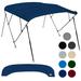 4 Bow Bimini Tops for Boats Fadeproof Support Poles Storage Boot 900D Marine Canvas Sun Shade Boat Canopy Universal Boat Cover For Pontoon V-Hull Fishing Bass Boat 85-90 Navy Blue