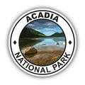 Round Acadia National Park Sticker Decal - Self Adhesive Vinyl - Weatherproof - Made in USA - travel hike hiking explore camp camping me mount desert island