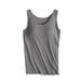 Besolor Womens Sleeveless Undershirt Layering Tops Crewneck Solid Color Casual Padded Yoga Workout Tee Shirt Ladies Clothes