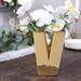 Efavormart 6 Shiny Gold Plated Ceramic Letter V Sculpture Flower Vase Bud Planter Pot Table Centerpiece