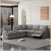 Gray/Brown Reclining Sectional - Latitude Run® Modern Theater Reclining Sofa Sectional Couches w/ Storage Box Linen | 34 H x 104 W x 93 D in | Wayfair