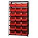 Quantum Storage Systems MSU-532 Steel Shelving with 21 Magnum Giant Hopper Bins Red - 18 x 42 x 75 in.