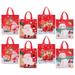 8Pcs Christmas Pattern Gift Bags Grocery Tote Bag Large Bags Reusable Shopping Bags Xmas Party Favors