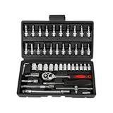 Spirastell Wrench socket Screwdriver Kit Combination Case Car Bike Mechanic Set 1/4-inch Drive Combination Socket Wrench Tools Set 1/4-inch Kit Combination Socket Ratchet Wrench Drive Screwdriver Kit