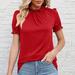 Dolkfu Womens Shirts Trendy Cap Sleeve Cutout Elegant V-Neck Buttons Tops Womens Tops Clearance Under 10