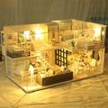 3D Wooden DIY Miniature House Furniture LED House Puzzle Decorate Creative Gifts