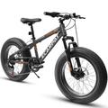 A20316 20 Inch Fat Tire Bike Adult/Youth Full Shimano 7 Speed Mountain Bike Dual Disc Brake High-Carbon Steel Frame Front Suspension Mountain Trail Bike Urban Commuter City Bicycle Fat tire bike