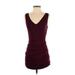 Bailey 44 Casual Dress - Party V Neck Sleeveless: Burgundy Print Dresses - Women's Size Small