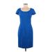 Donna Karan New York Casual Dress - Sheath: Blue Solid Dresses - Women's Size 6