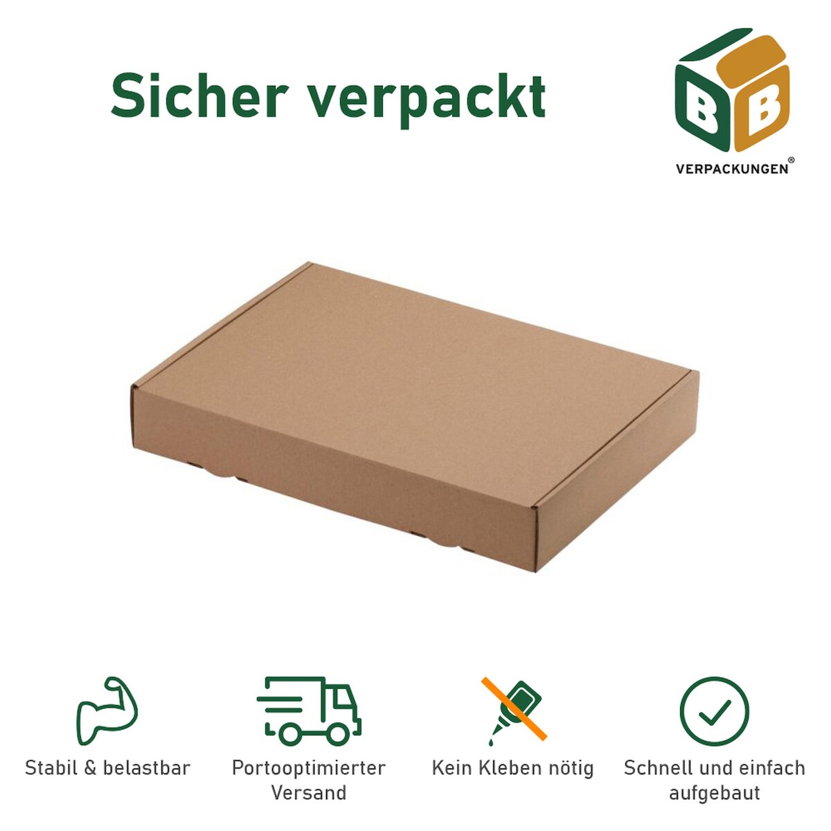 BB-Verpackungen GmbH 50 x Maxibriefkarton (319 x 225 x 50 mm) DIN A4 stabiler Versandkarton Faltschachtel Versandschachtel Wellpappe BB-Verpackungen Image