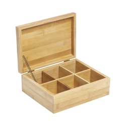 Mojawo Teebox Teedose Teebeutelbox Teekiste Aufbewahrung Bambus 6 Fächern Image