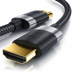 Primewire - 2m High Speed 8K HDMI Kabel 2.1 Ethernet ARC 3D 4K Ultra HD 7680x4320 @ 120 Hz PS4 360 TV OLED PC Laptop Beamer Monitor - Schwarz/Silber Image