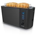 Arendo Langschlitz 4 Scheiben Toaster Frukost, mit Display, Defrost Funktion, Wärmeisolierendes Doppelwandgehäuse, Schwarz