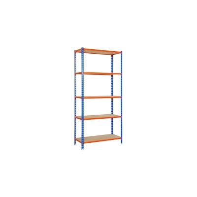 PROREGAL Schwerlastregal BIG MULI | HxBxT 200x120x40cm | 5 Fachböden | Fachlast 200kg | Blau-Orange | Lagerregal Kellerregal Werkstattregal Image