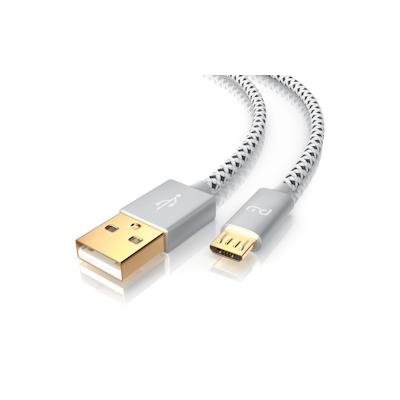 Primewire Premium Micro USB 2,4A Schnellladekabel - Nylonkabel Metallstecker - High Speed Ladekabel / Datenkabel - 1m Image