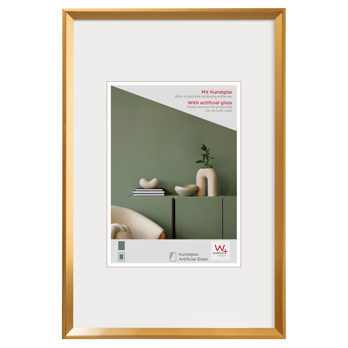 walther + design Desire Kunststoff Bilderrahmen, gold, 30 x 45 cm Image
