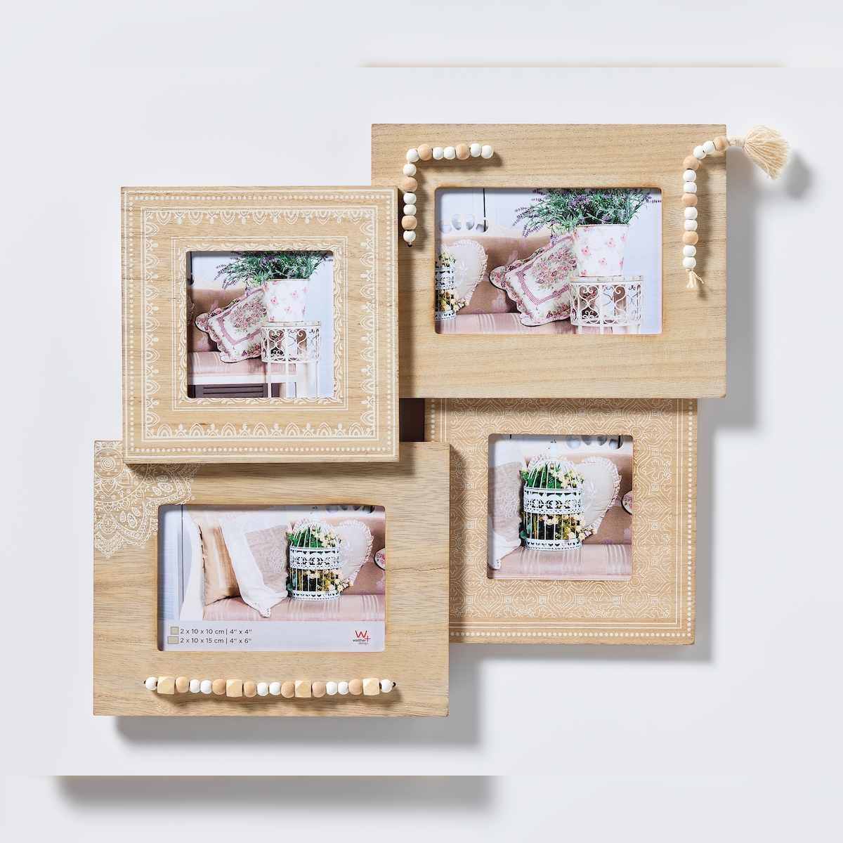 walther + design Naturalness Portrait Galerierahmen, natur, je 2 X 10x10 + 10x15 cm Image