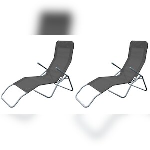 Lex 2er Set Siestaliege Kippliege Sonnenliege Strandliege Garten klappbar dunkelgrau Image