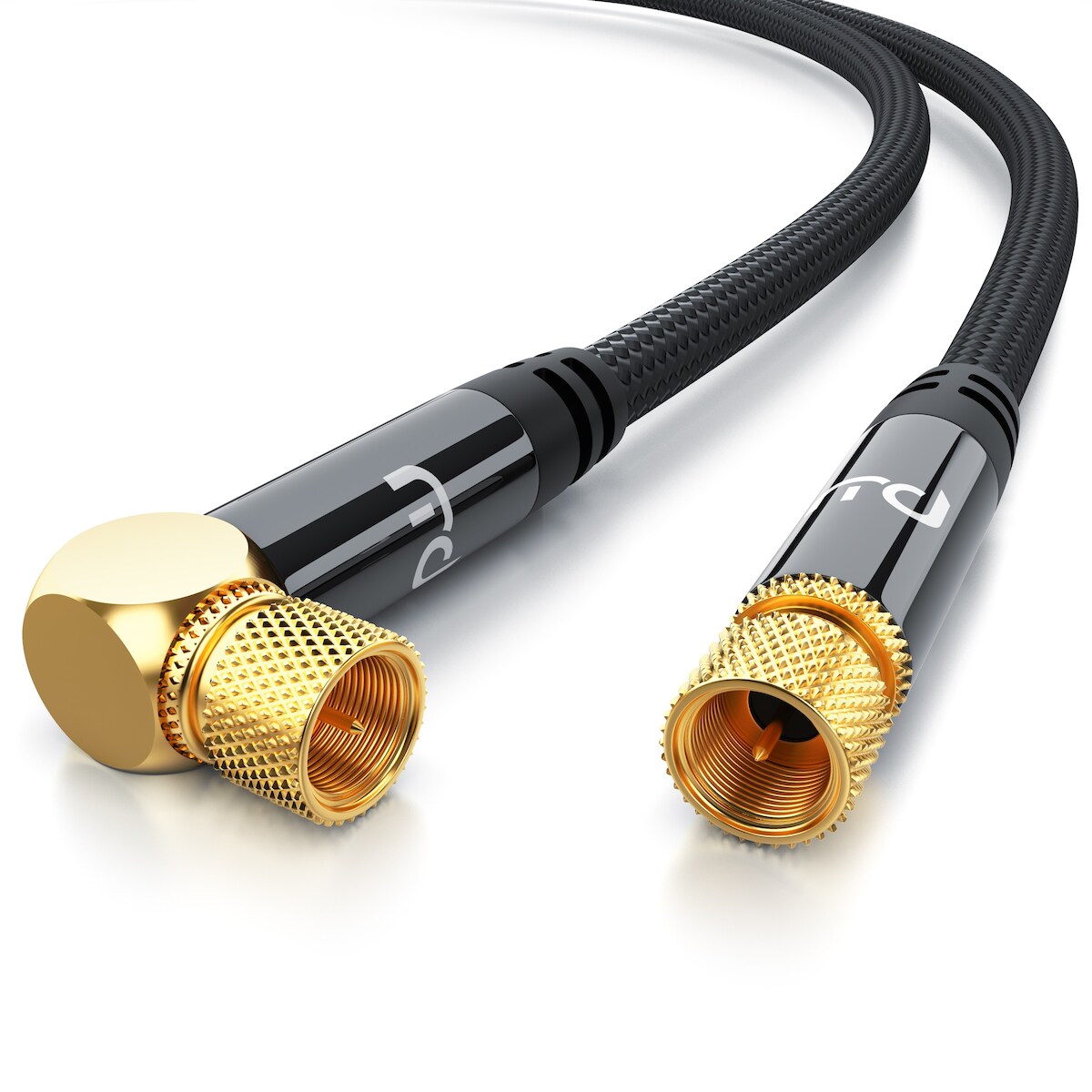 Primewire HDTV Satellitenkabel gewinkelt mit Braiding - 135Db - 75 Ohm - Stoffummantelung - 2 m Image