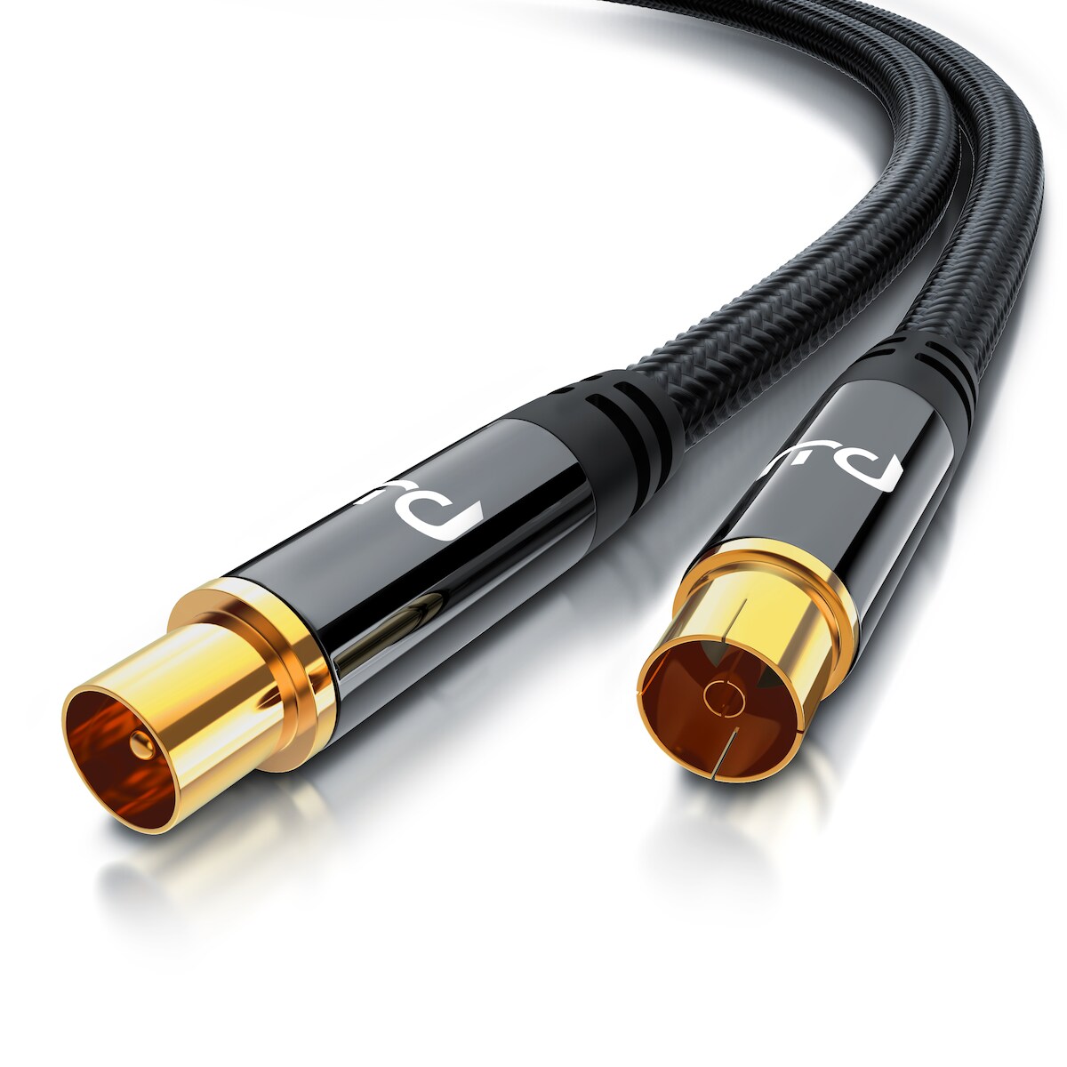 Primewire HDTV Antennenkabel mit Braiding - 2-fach Schirmung - Stoffummantelung - 75 Ohm / 135 dB - 2 m Image