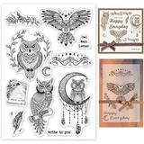 1Sheet Owl Silicone Clear Stamp Seals for DIY Scrapbooking Photo Album Decorative Cards Making 6.3Ã—4.33inch