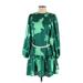 Alexis Casual Dress - DropWaist Crew Neck Long sleeves: Green Dresses - Women's Size X-Small