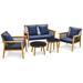 5 PCS Outdoor Conversation Set Rattan Chair Set w/ Coffee Tables