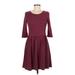 Maison Jules Casual Dress - A-Line Scoop Neck 3/4 sleeves: Burgundy Print Dresses - Women's Size Medium
