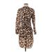 J.Crew Casual Dress - Sheath Mock 3/4 sleeves: Brown Leopard Print Dresses - Women's Size 2