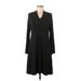Eileen Fisher Casual Dress - A-Line V-Neck Long sleeves: Black Print Dresses - Women's Size Medium Petite