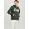 Kapuzensweatshirt JACK & JONES "JJECORP LOGO SWEAT HOOD NOOS", Herren, Gr. XXL, grün (mountain view), angeraute Sweatware, Obermaterial: 61% Polyester, 39% Baumwolle, bedruckt, modisch, regular fit taillenbedeckt, ohne Ausschnitt, Langarm...